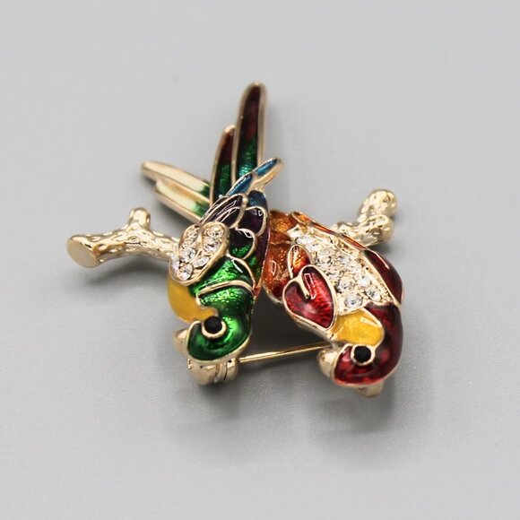 Jewelry pin brooch exotic bird birds parrot parrots shiny sparkle colorful new - Picture 4 of 6